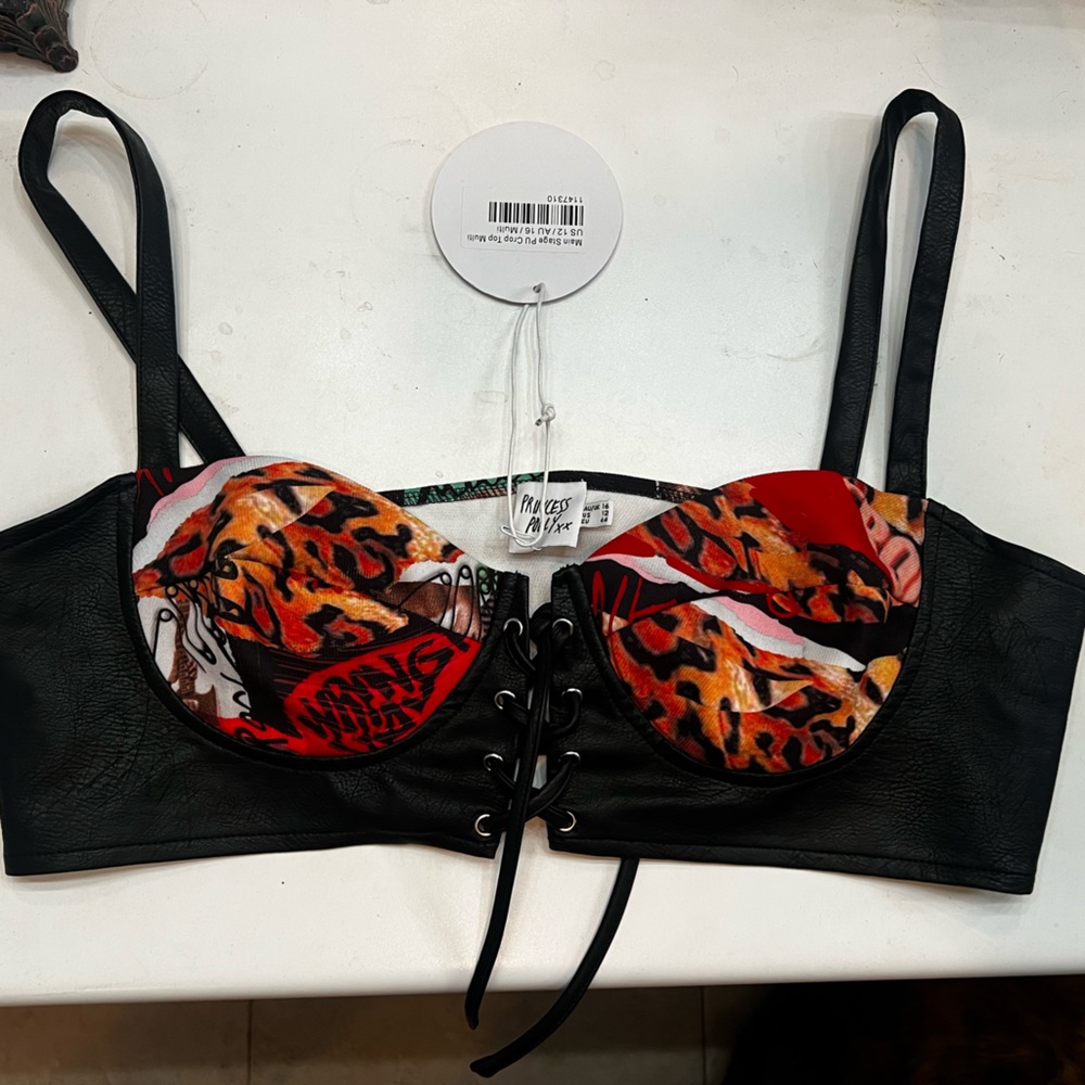 Faux leather corset crop top